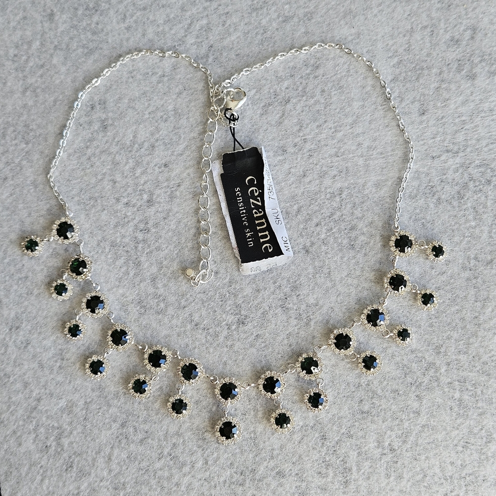 Cezanne Dark Green Rhinestone Necklace